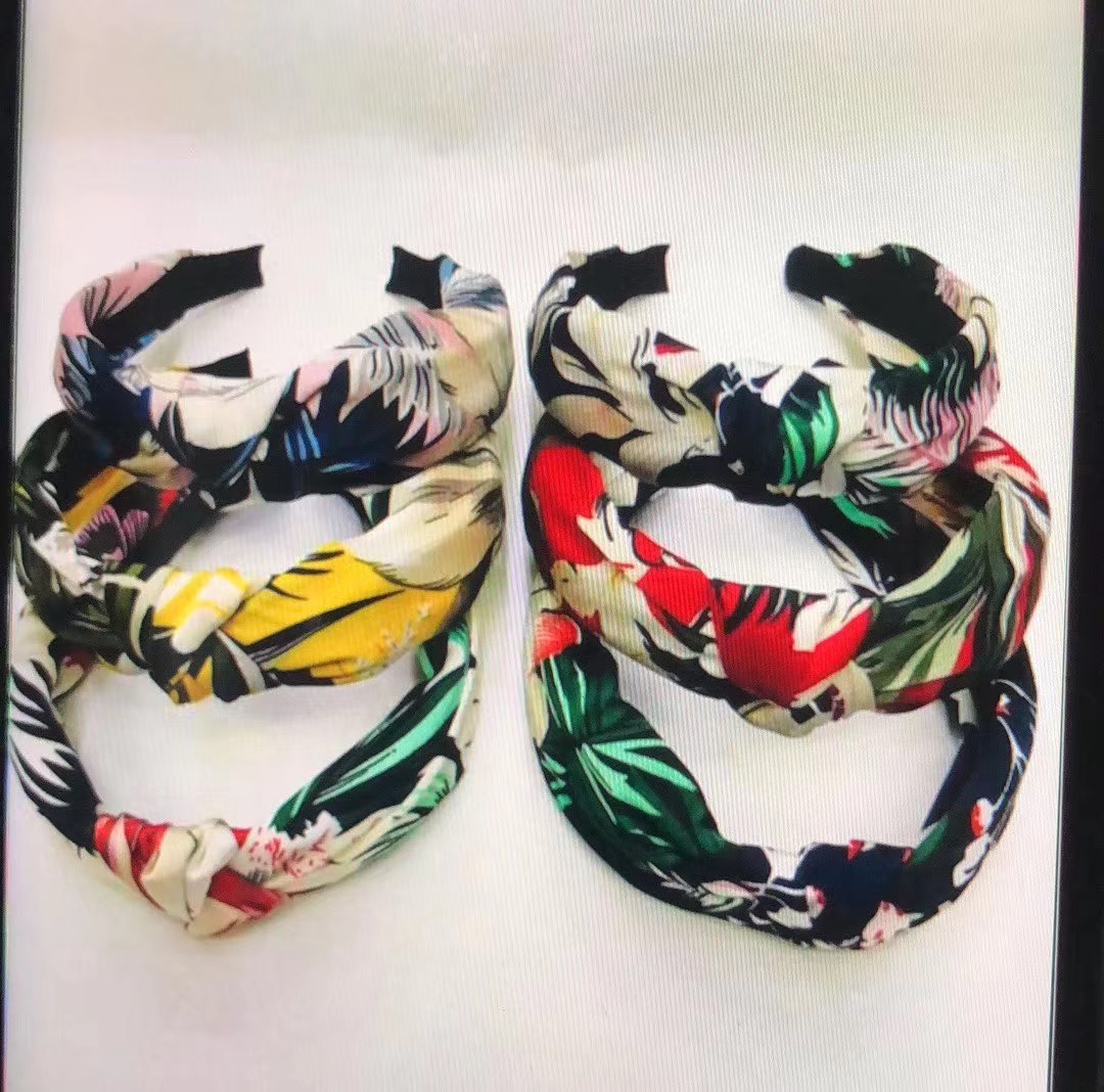 2020 Autumn New Wide Edge Flower Cloth Knotted Headband Accessories Korean Style Pattern Single Hair Accessories Manufacturers Wholesale Specification drawing