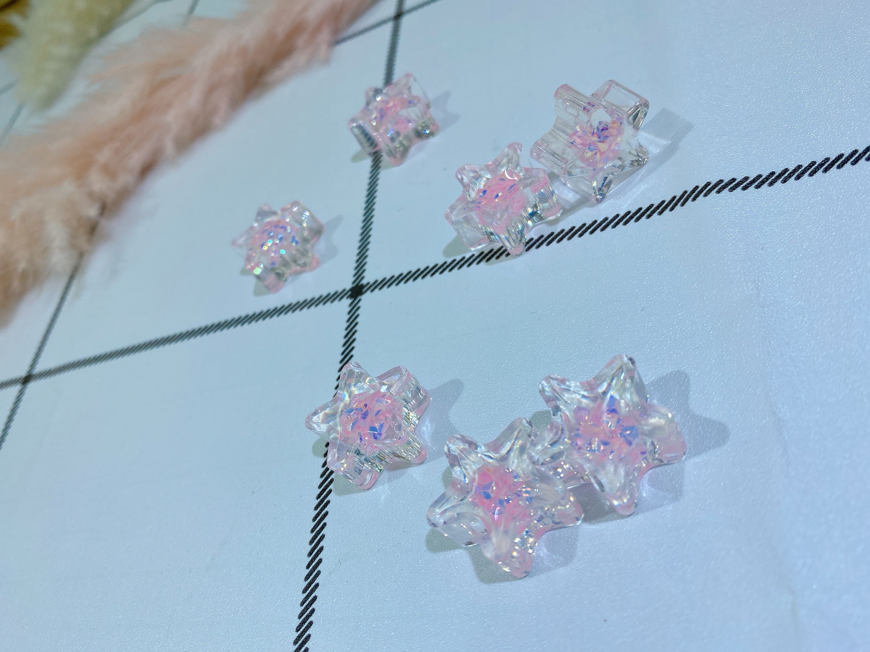 Acrylic hole-free five-star frozen oil sequin children's hair clip accessories Item Picture