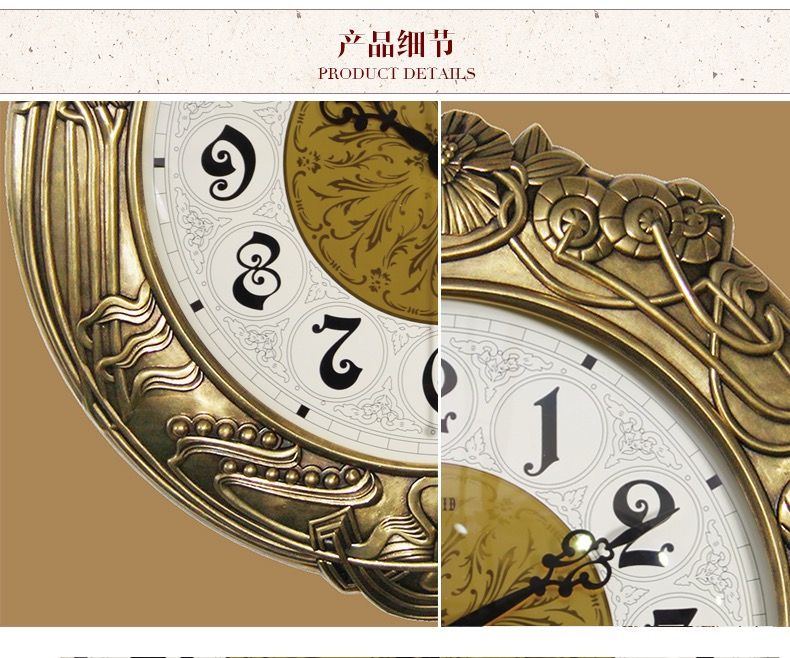 【梵尼诗】莎东W5005 兰斯克法式古董艺术复古铜壁钟客厅挂钟详情图3