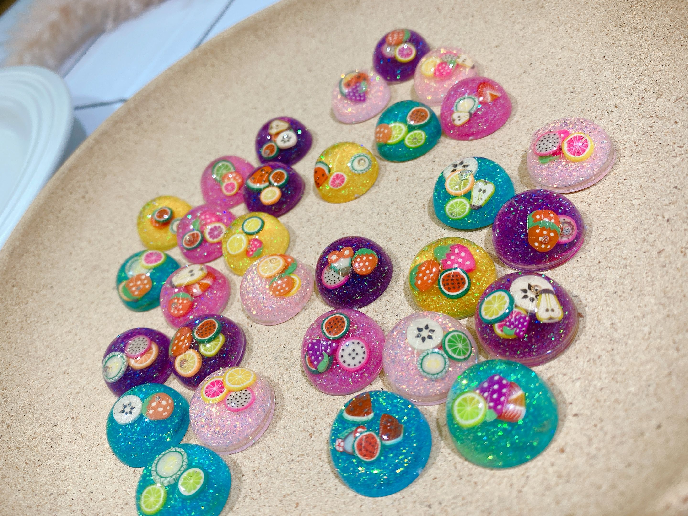 Acrylic half-sided round frozen oil fruit slice children's hair clip accessory
