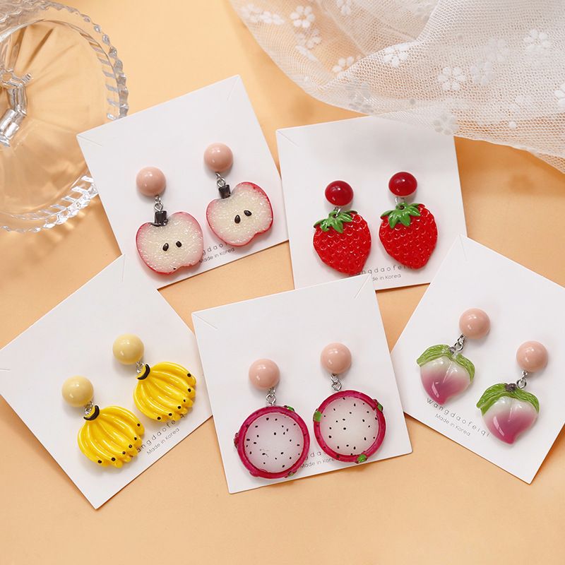 Summer small fresh fruit earrings lovely peach banana earrings three-dimensional strawberry earrings women exaggerated earrings thumbnail