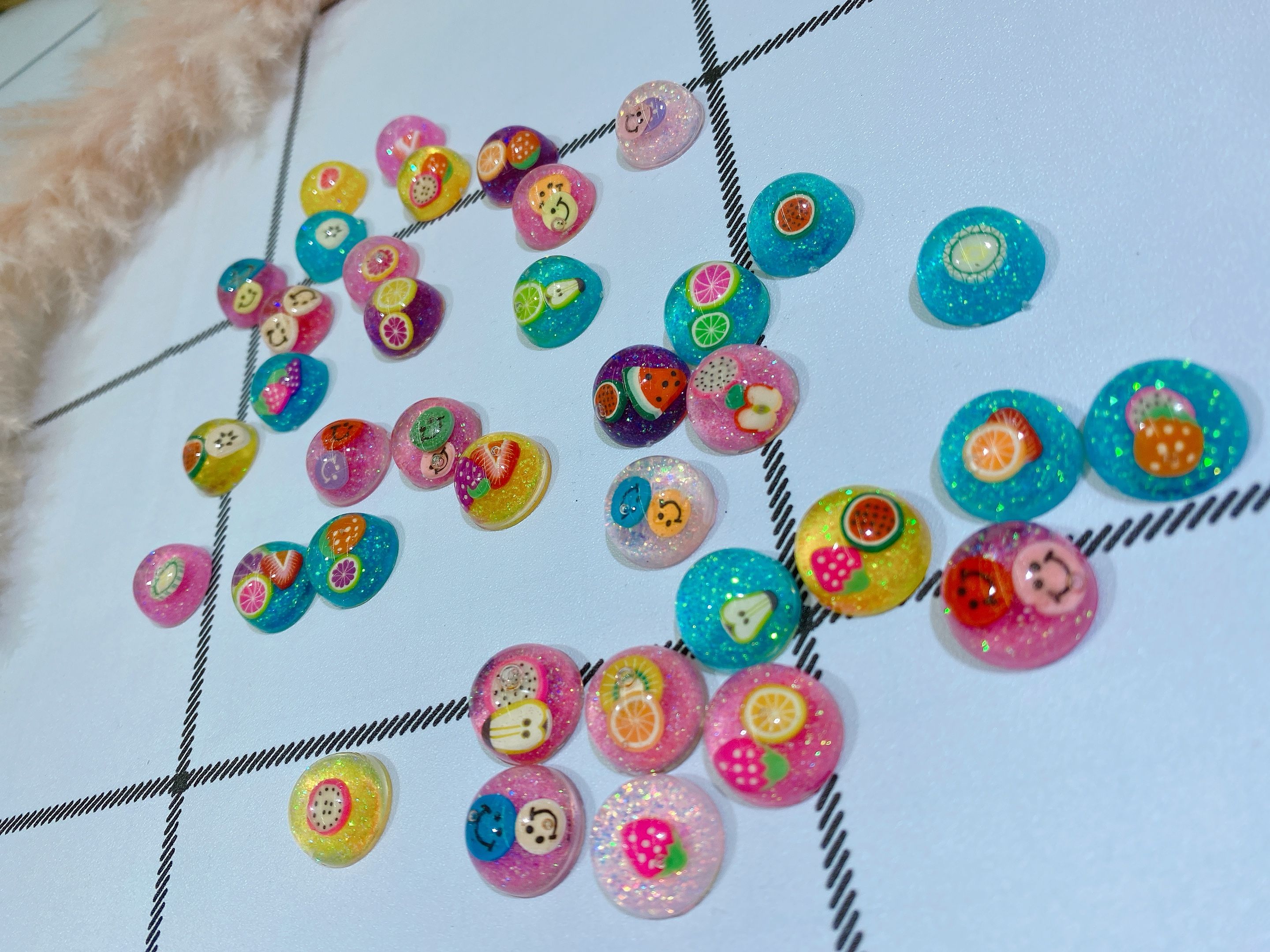 Acrylic half-sided round frozen oil fruit slice children's hair clip accessory detail image 1