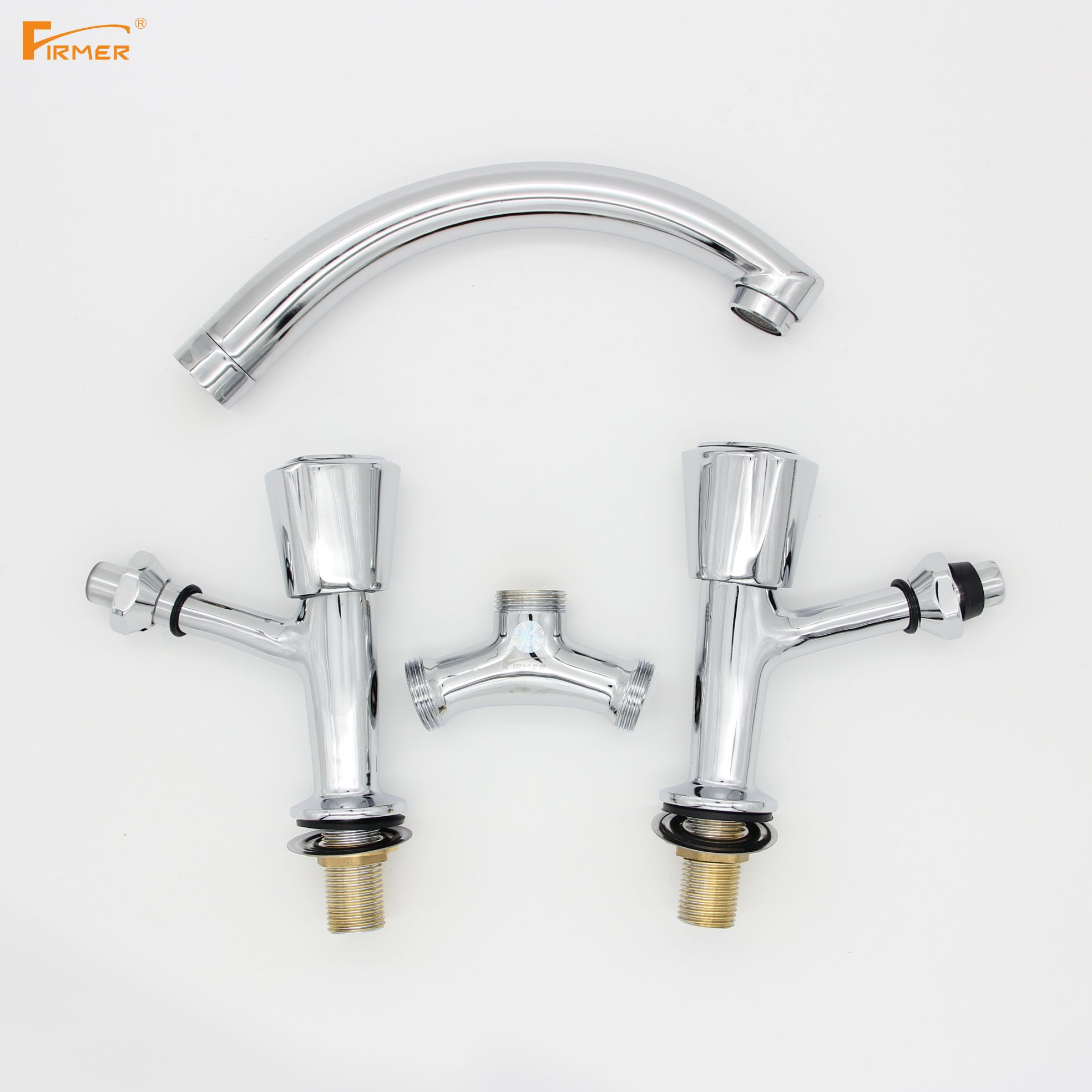 FIRMER British retro full copper kitchen bridge faucet hot and cold faucet double hole faucet Specification drawing