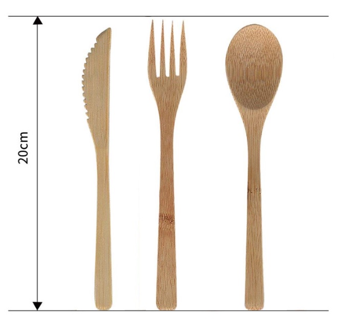 20cm竹质刀叉勺套装 日式餐具套装 环保餐具 旅行便携 亚马逊批发详情图2