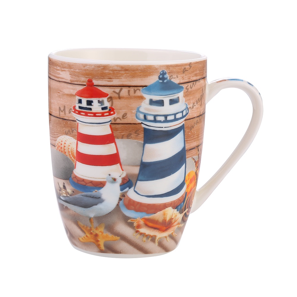 Daily-use ceramic cups, cartoon ocean flower face decal cups, mugs Specification image