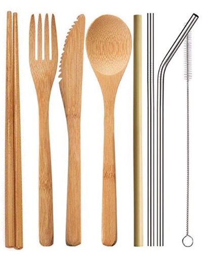 20cm竹质刀叉勺套装 日式餐具套装 环保餐具 旅行便携 亚马逊批发详情图1