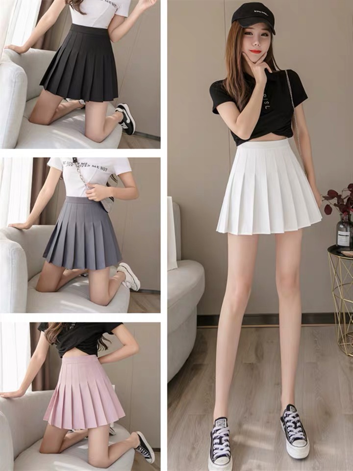 Pleated skirt, checked skirt, women's 2020 new autumn school style, high-waisted, super popular A-line skirt, short skirt, spring and autumn Item Picture