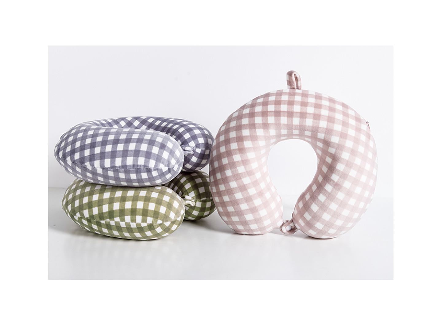 厂家直销氨纶超小格子护颈枕 透气贴肤记忆棉U型枕便携式旅行用枕详情图9