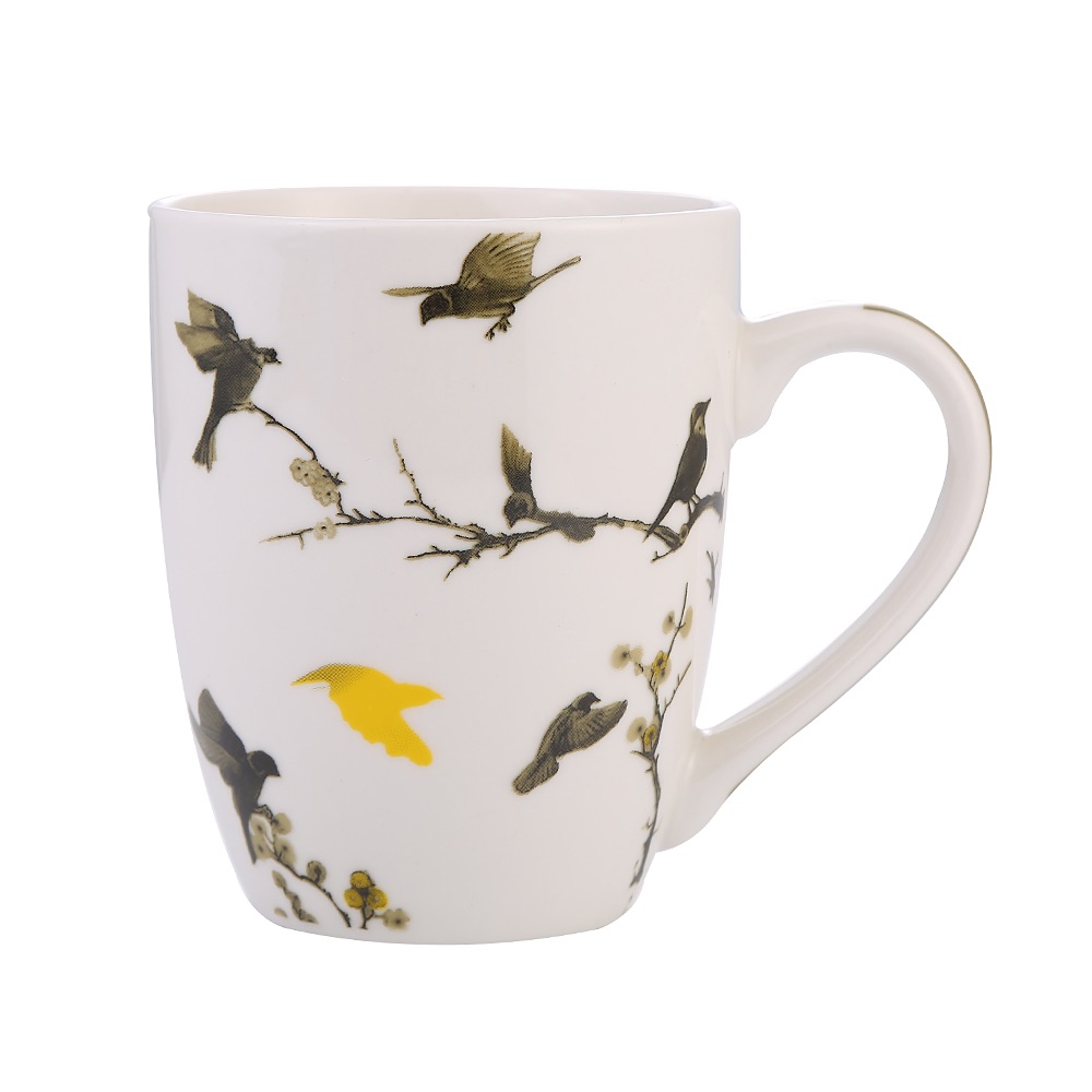 Daily-use ceramic cups, mugs, cartoon decals, bird flower faces, ceramic coffee cups detail image 3