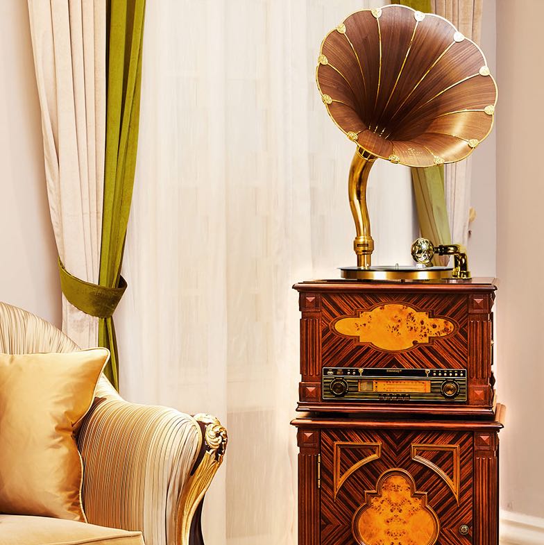 【 Fanni Shi 】F1877-15S Large Speaker HIFI phonograph Antique LP Vinyl Record Player detail image 1