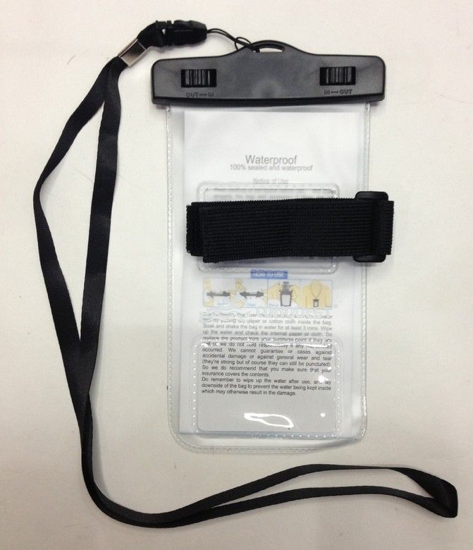 搏路CONQUEST夹子封口防水袋 绑臂挂绳两用P6手机袋 透明白图