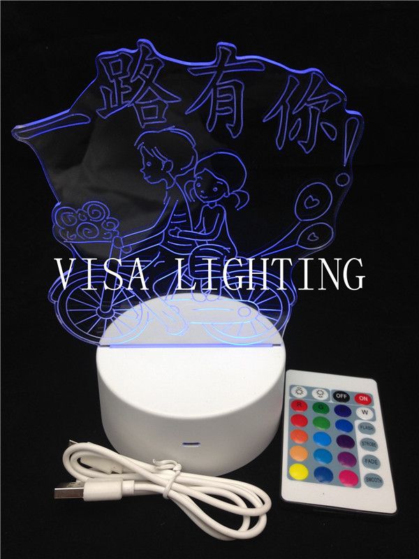 3D night light, three-position switch, touch USB power supply, led seven-color light detail image 1
