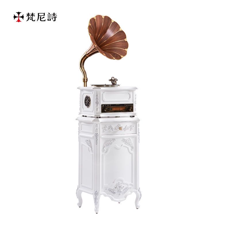 【梵尼诗】31S复古留声机白色客厅软装饰品摆件老式黑胶唱片机