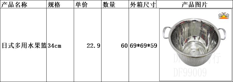 DF99009  日式多用水果篮  密孔多用篮 冲孔篮 厨房酒店用品 DF TRADING HOUSE详情图3