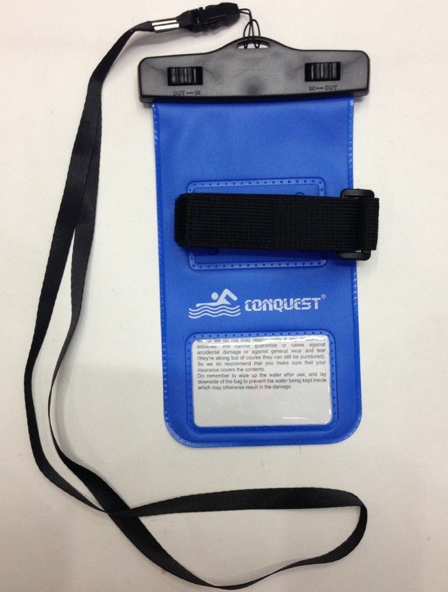 搏路CONQUEST夹子封口防水袋 绑臂挂绳两用P6手机袋 蓝色