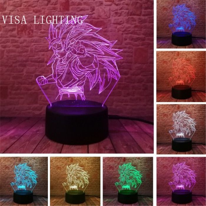 3D Dragon Ball Super Saiyan Sun Wukong Lamp 7-color Night Light Boy Toy Gift