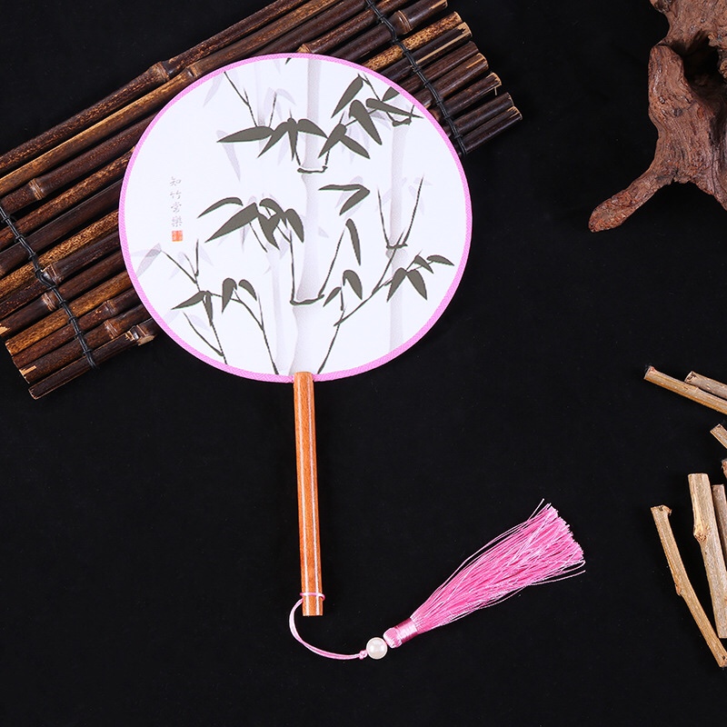 古风扇子团扇中国风舞蹈古典古装宫廷汉服女士长柄流苏小圆扇 厂家现货详情图9