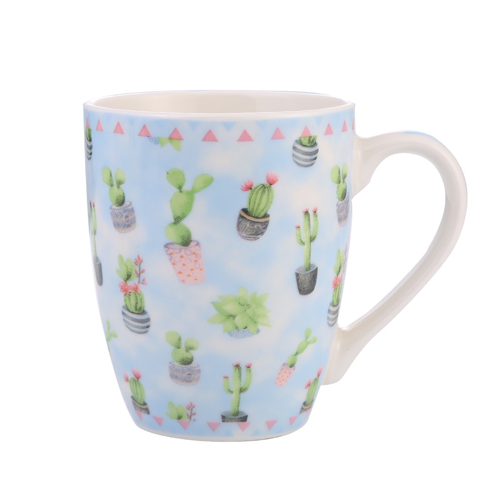 Factory direct sales of ceramic mugs with cactus flower face applique ceramic cups Specification image