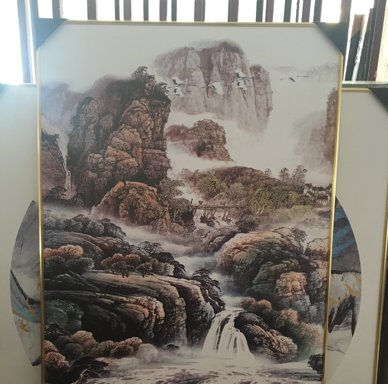 新中式山水风景画酒店宾馆装饰画财源滚滚