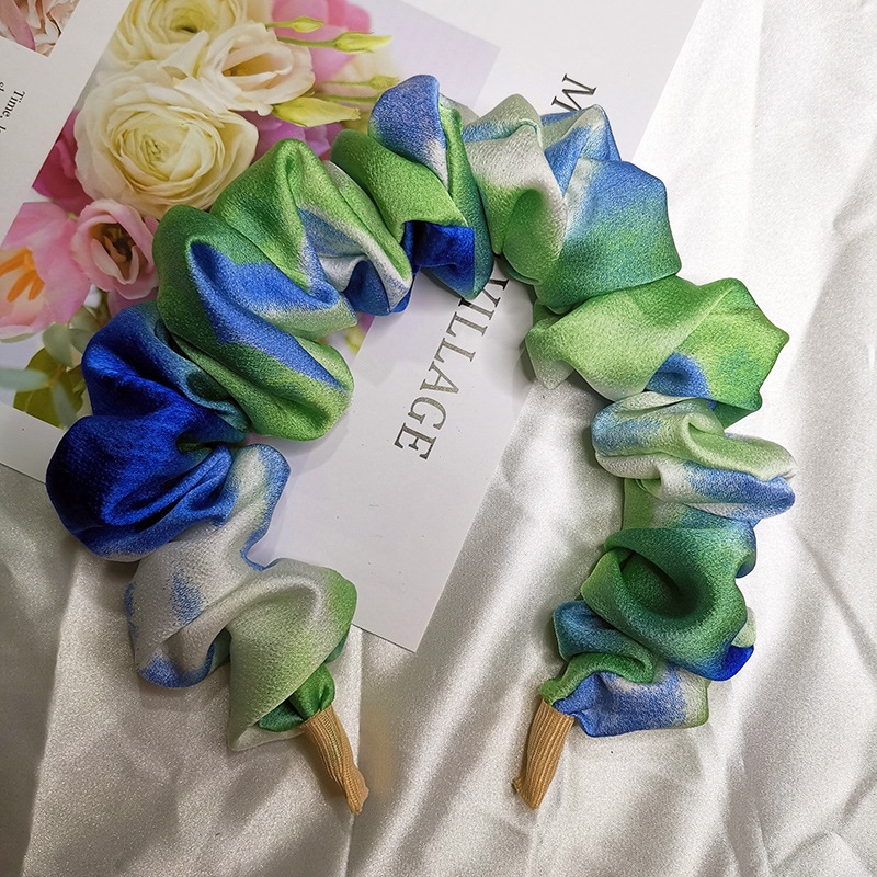 Korean Print Ink-Ink Tie-Dye Bubble Pleated Headband All-In-One Hair Accessories Women's Large Headband Face Wash Hair Headband Specification drawing