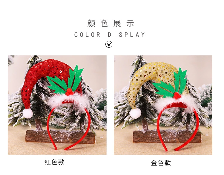 Cross-Border New Christmas Headband Three-Dimensional Feather Circle Highlights Curved Hat Headband Christmas Party Decoration Headband Application Scenario