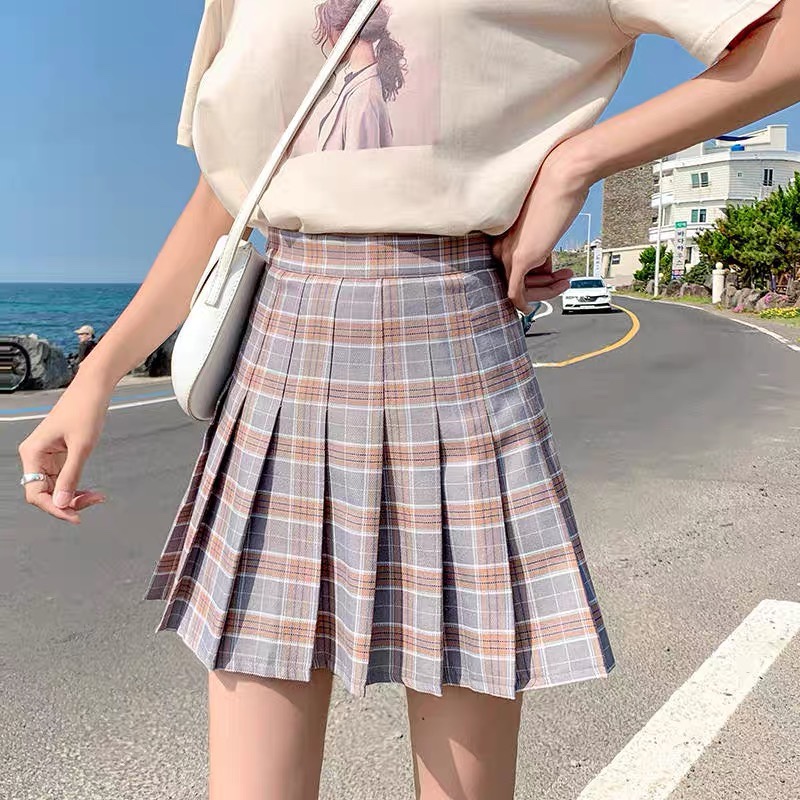 Official website: Trendy brand plaid pleated skirt, short skirt, women's summer 2020 autumn collection, women's plaid half skirt, high-waisted half skirt