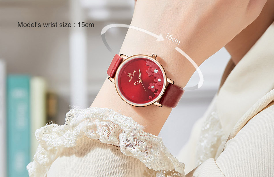 Lingxiang NAVI leather strap diamond dial women's waterproof Watch details Picture
