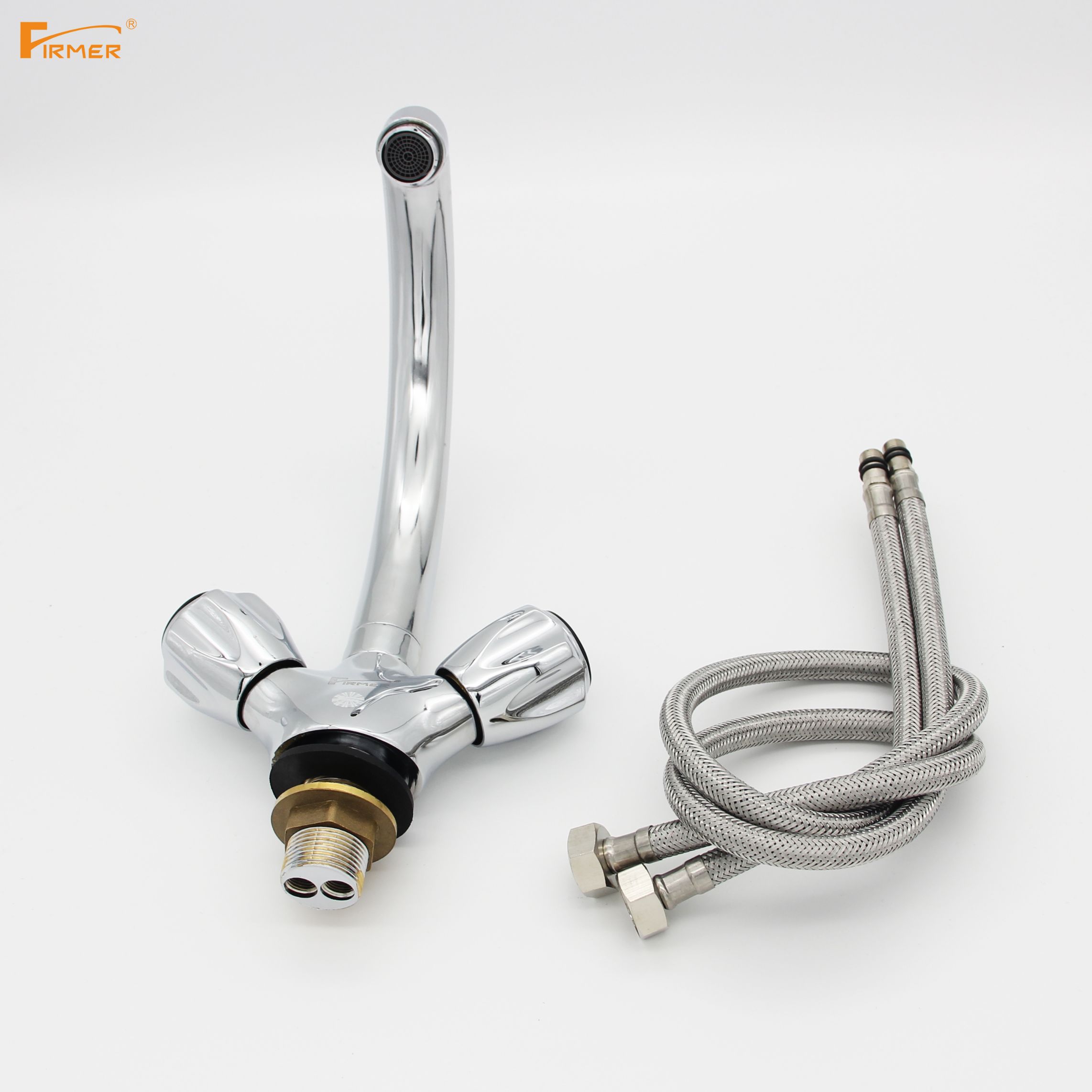 FIRMER two-wheeled brass washbasin faucet, bathroom washbasin, countertop, hot and cold water faucet Specification image