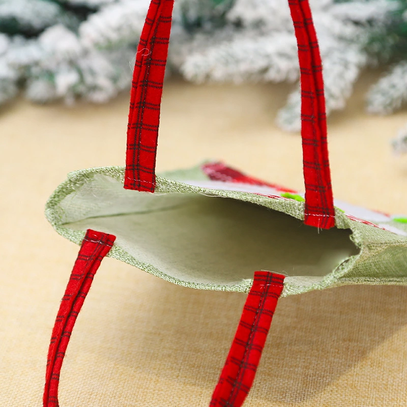 Christmas Decoration Supplies New Creative Cartoon Figure Stick Cloth Embroidered Linen Tote Bag Candy Bag Factory Direct Sales undefined