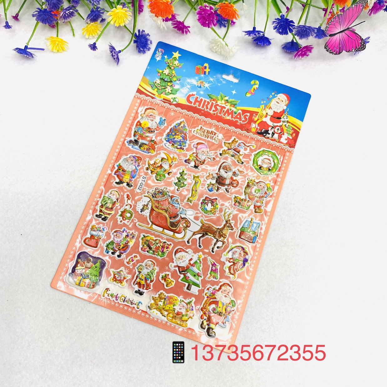 Santa Claus Snowflake Gift Jelly Sticker 112233