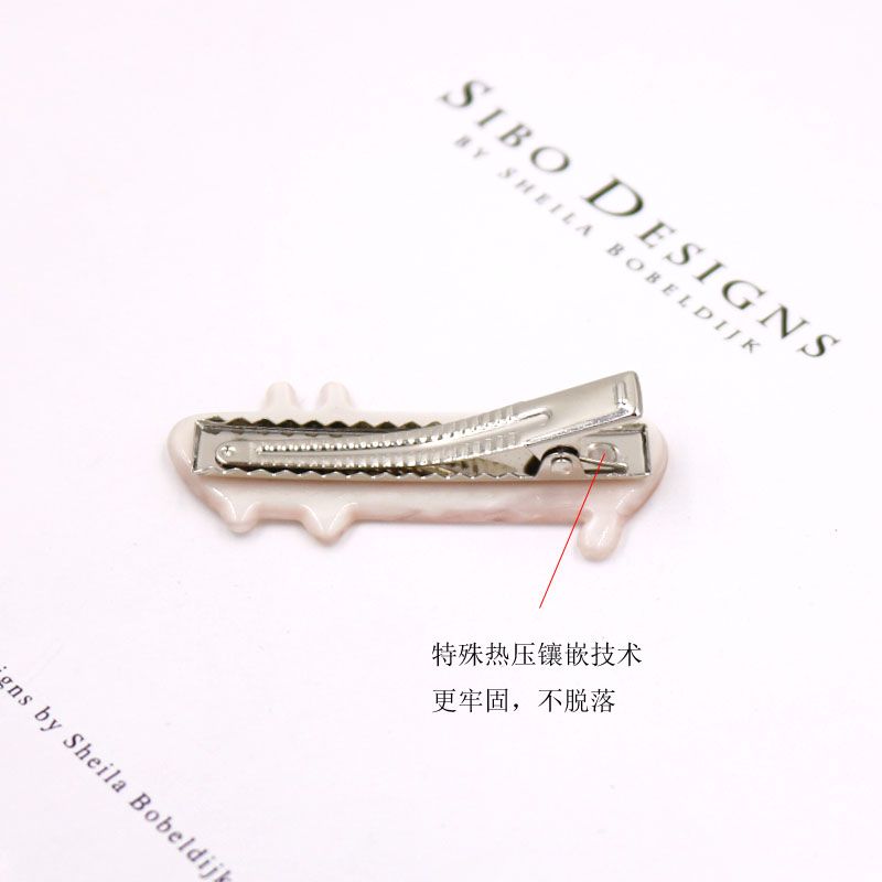 韩版少女发夹长身子猫咪鸭嘴夹炫彩星空亚克力发夹边夹刘海夹发饰详情图2