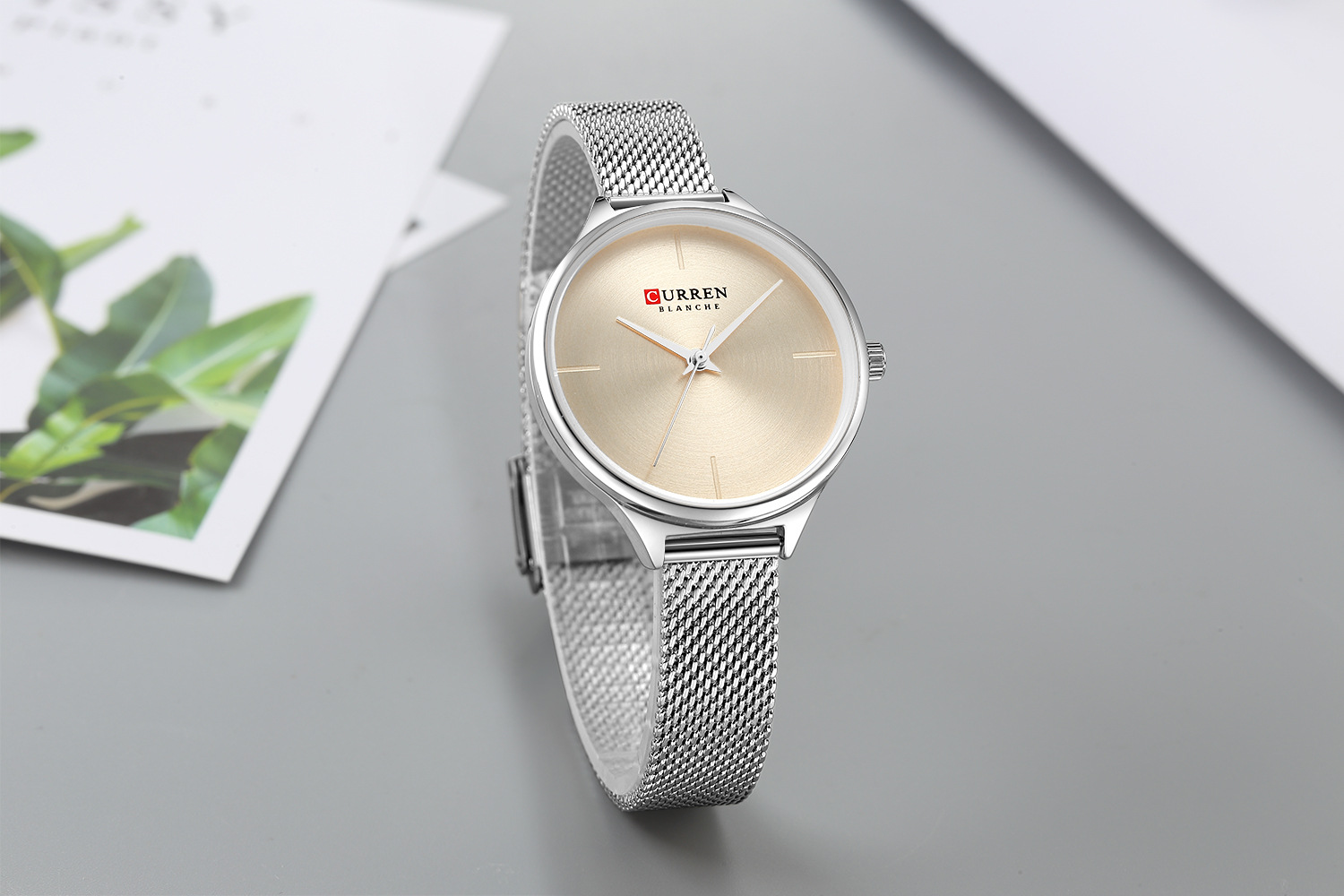 curren kairion acero inoxidable malla correa para mujeres reloj resistente al agua Specification image