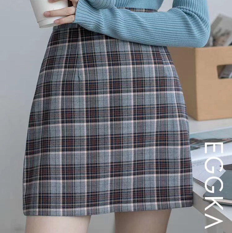 Plaid skirt for women's autumn and winter 2020 new A-line skirt, retro short skirt, high waist and hip skirt