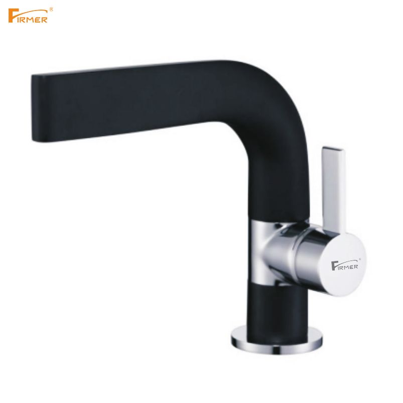 FIRMER black all-copper washbasin faucet, unique cold and hot household single-hole hand washing basin