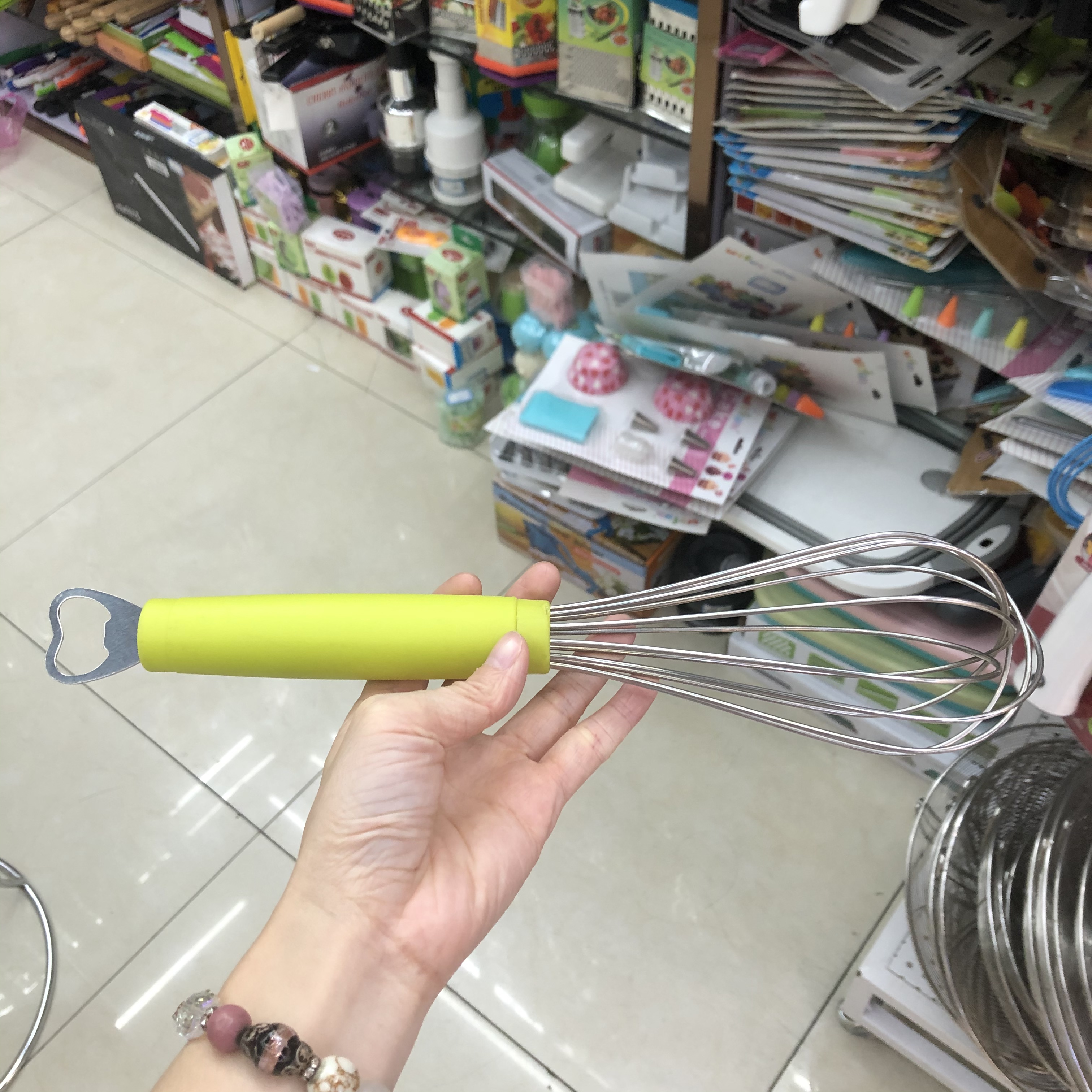 Kitchen Supplies, Baking Supplies, 6-Wire With Bottle Opener 12-Inch Whisk details Picture