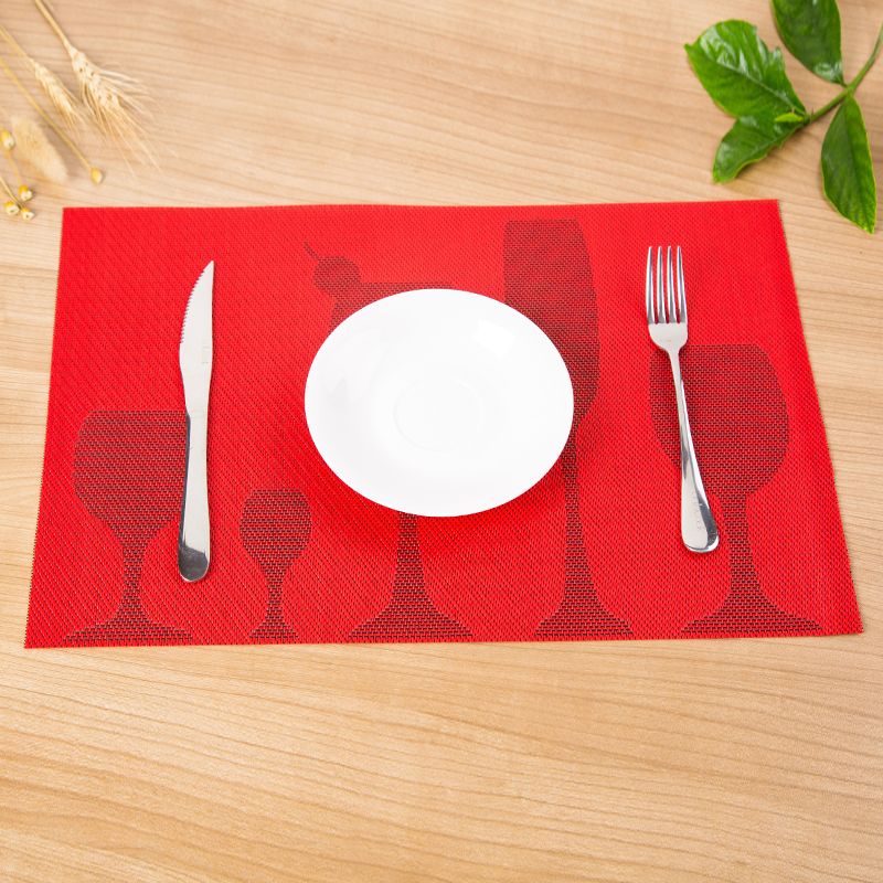 New PVC anti-slip and heat-insulating mat, European-style Western placemats, wine glass placemats detail image 1