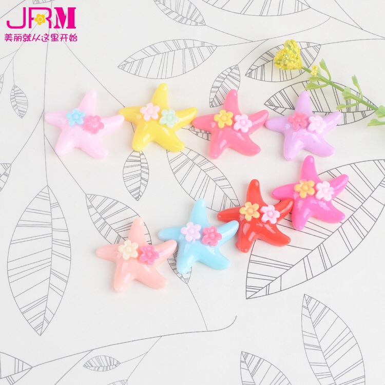 Creative cartoon five-pointed star resin patch mobile case resin accessories children hairpin hair accessories wholesale materials
