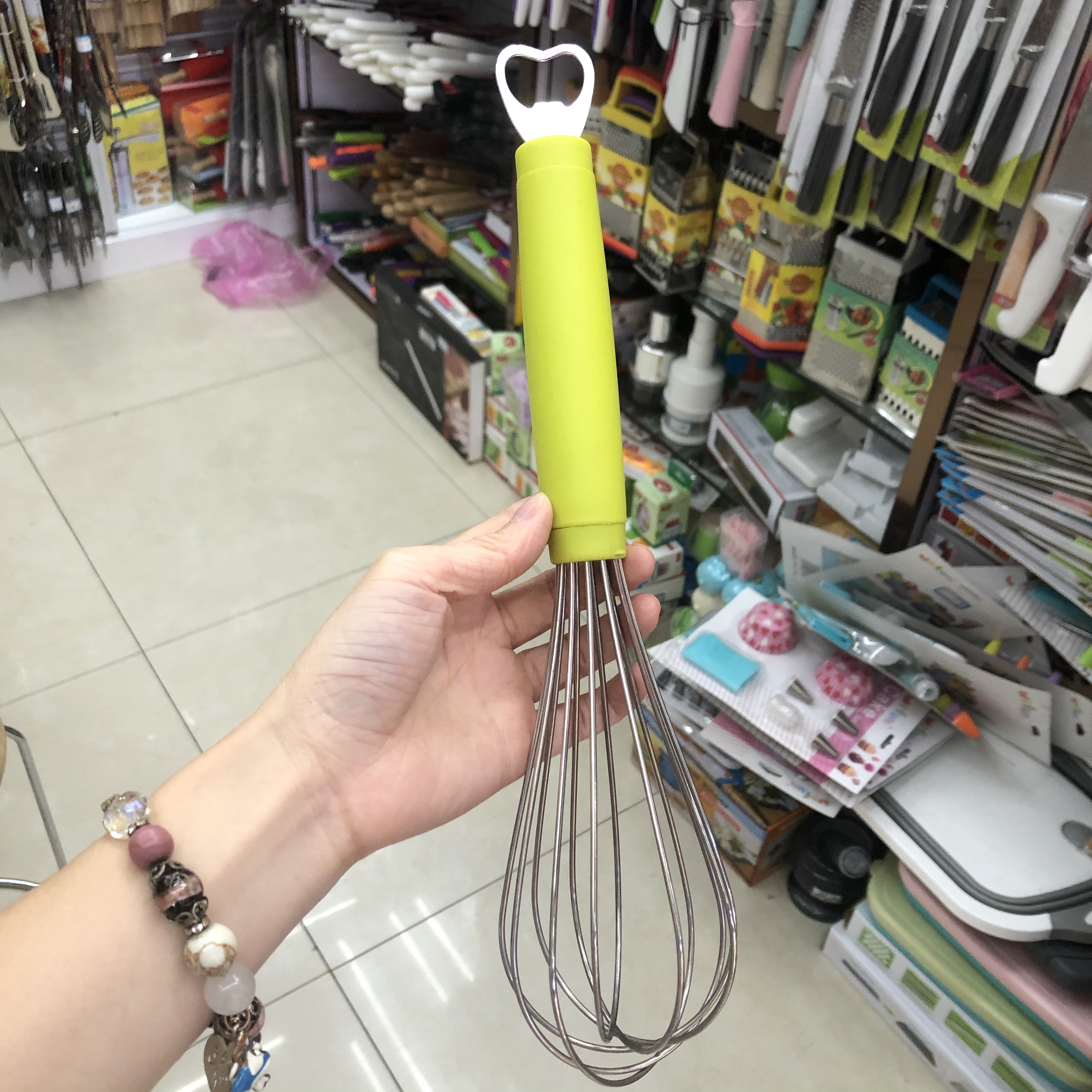 Kitchen Supplies, Baking Supplies, 6-Wire With Bottle Opener 12-Inch Whisk Specification drawing