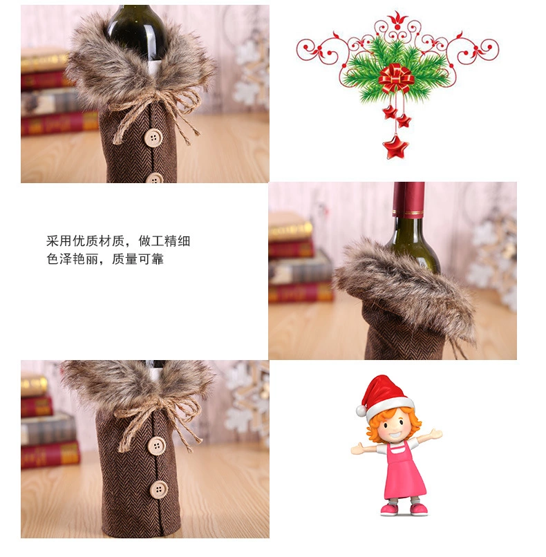 Christmas Decorations Europe And The United States New Wine Bottle Cover Bow Burlap Wine Bottle Cover Holiday Decoration Props Manufacturers Direct Sales Application Scenario