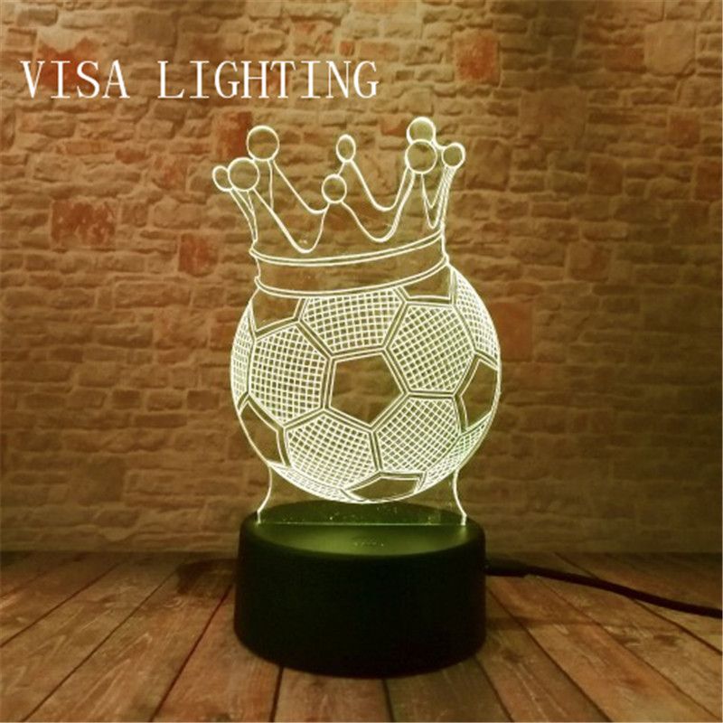 3d Football Crown stereoscopic table lamp, led night light, plug-in bedroom bedside lamp, creative gift detail image 3
