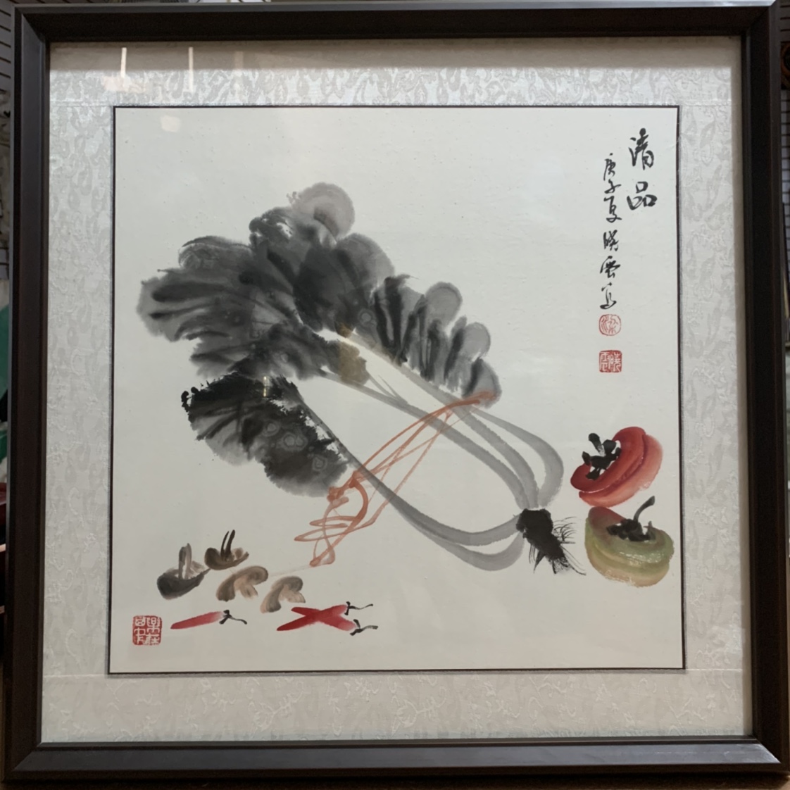 Finished painting, solid wood frame with glass, Chinese style undefined