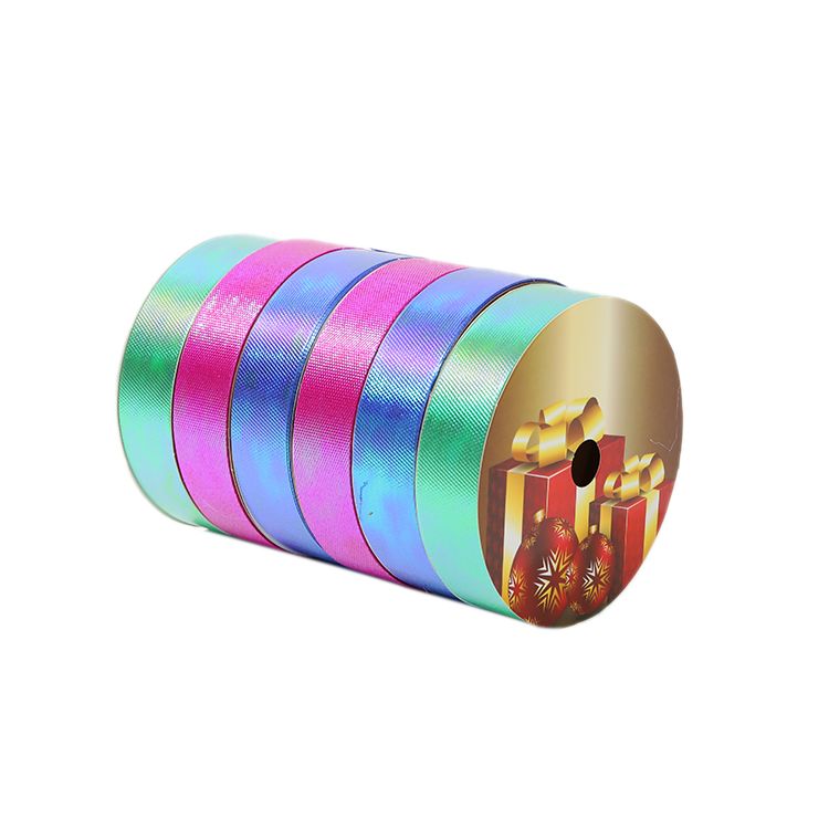 2.5CM*25M 6个/OPP 彩虹压纹塑料彩带工厂直销