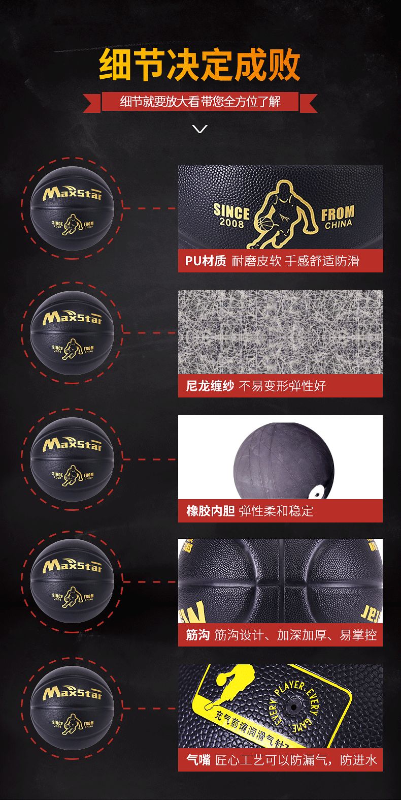 7号标准篮球 现货成人训练比赛PU篮球 定制学校学生体育用品篮球详情图6