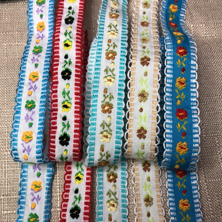 2公分耳朵边木机手工提花刺绣织带DIY服装辅料工艺品现货