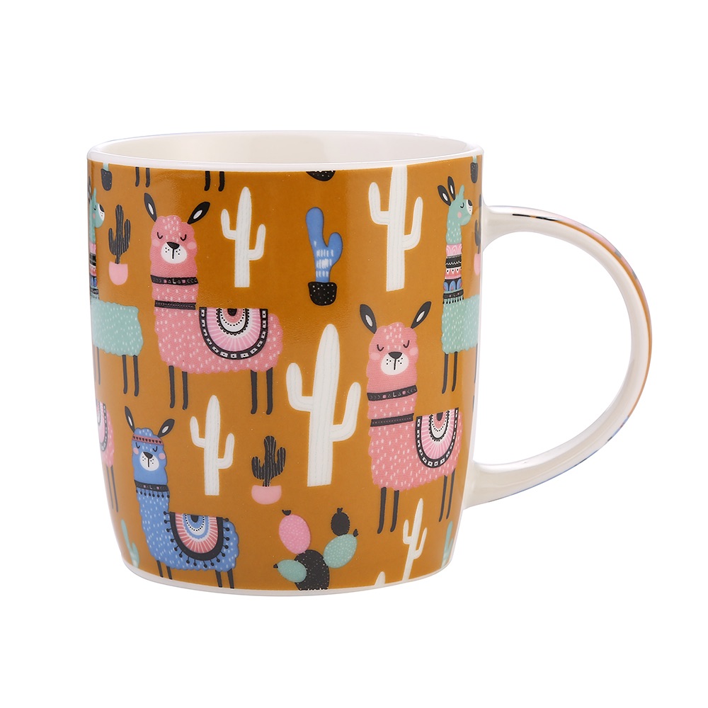 Daily-use ceramic cups, creative cartoon alpaca series mugs, decal cups, ceramic cups details Picture
