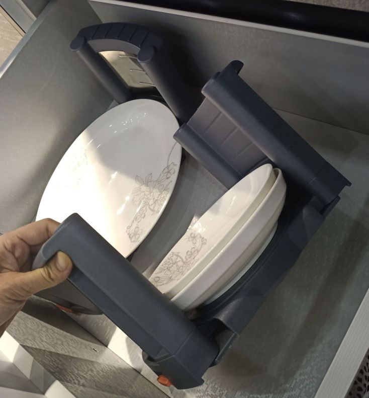 可调节伸缩提盘器塑料碟架收纳架桌面可伸缩注塑塑料碟架提盘器详情图4