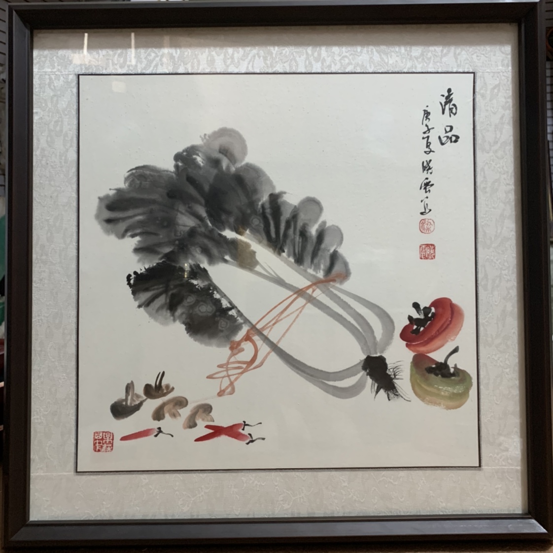 Finished painting, solid wood frame with glass, Chinese style undefined