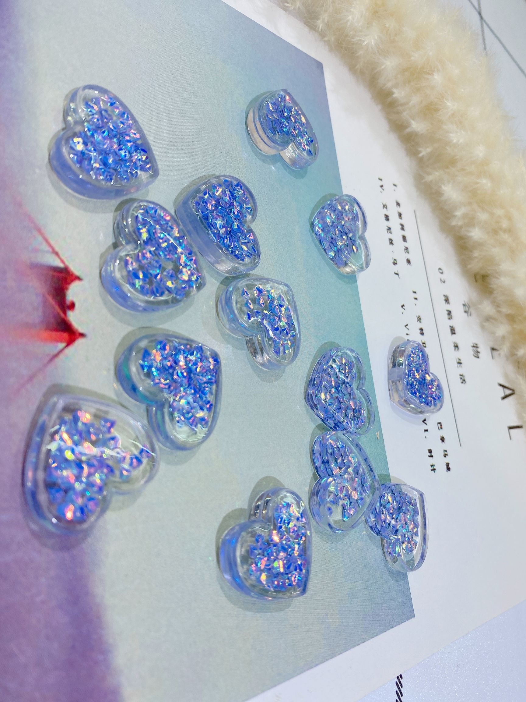 Acrylic half-sided heart-shaped frozen oil sequin children's hair clip accessory detail image 2