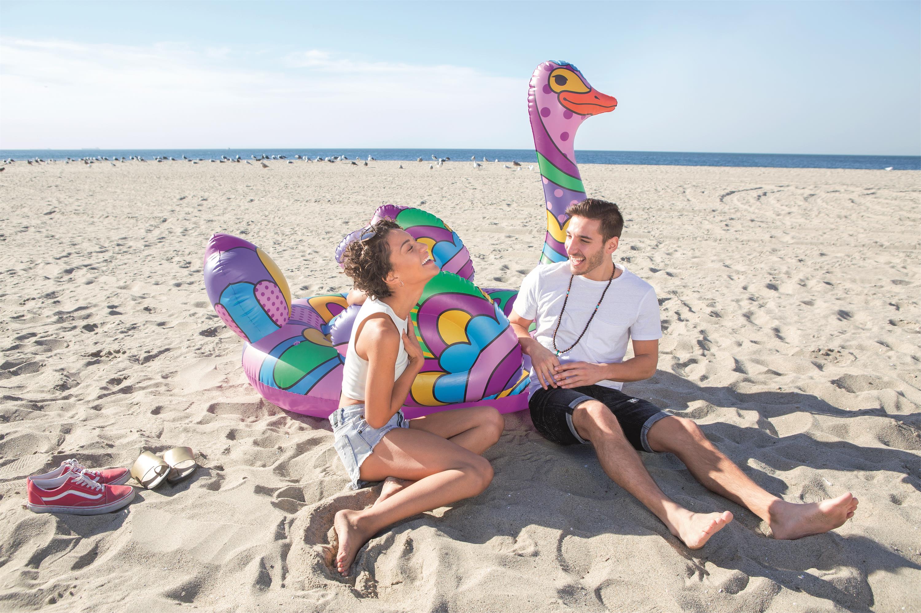 Bestway® 6'3" x 65.5"/1.90m x 1.66m 时尚彩绘鸵鸟坐骑产品图