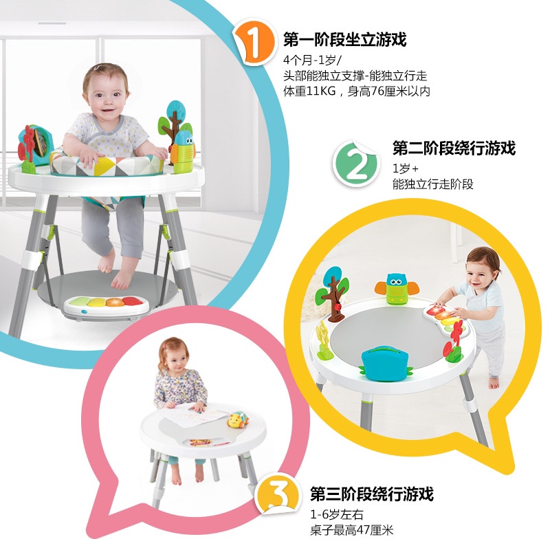 三合一跳跳椅婴儿欢乐跳跳椅婴儿桌多功能弹跳健身架宝宝白底实物图